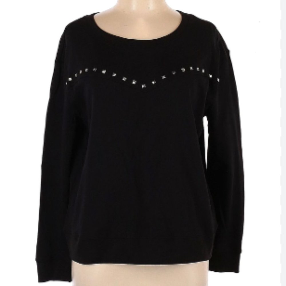 Studio by JPR Black Metal Studded Fleece Top Womens
